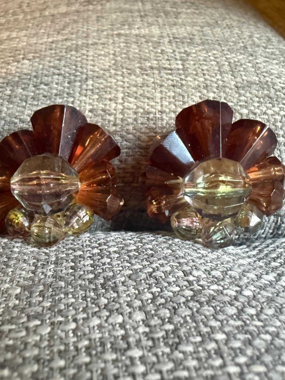 VENDOME Champagne Crystal Flower Clip-on Earrings